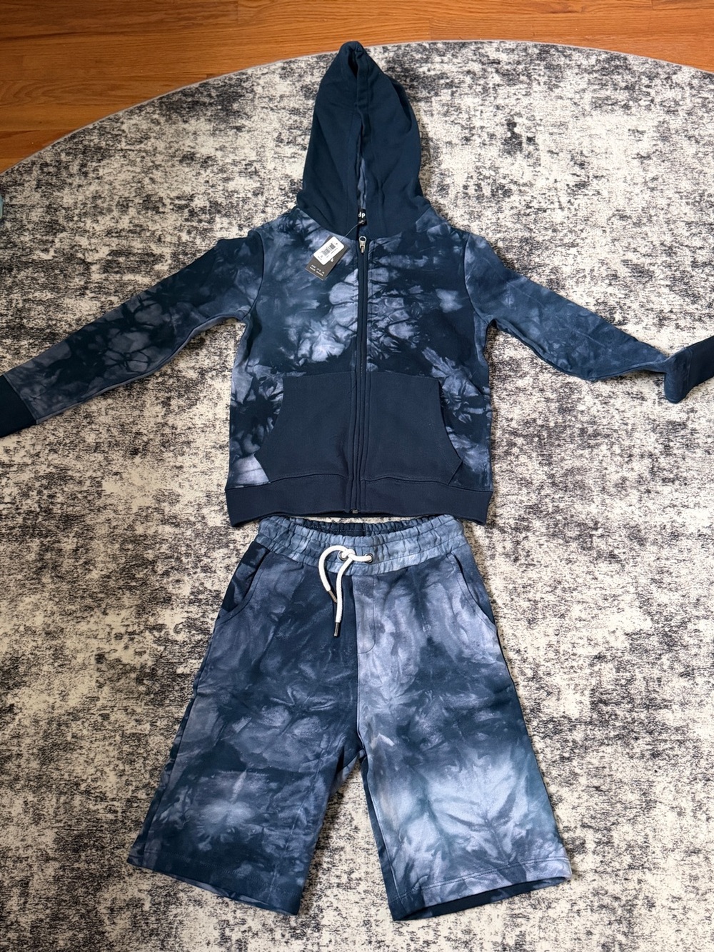 kidpik Navy Tie-Dye Hoodie & Shorts Set, Boys Size 8